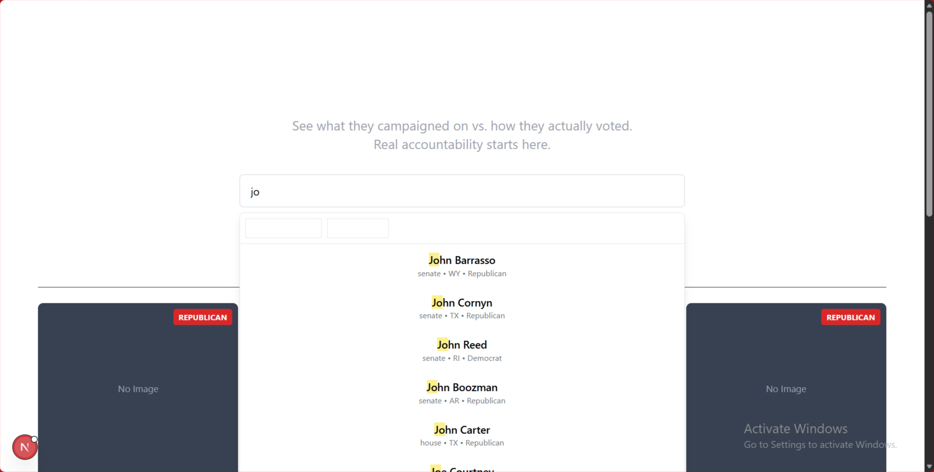 Live search dropdown